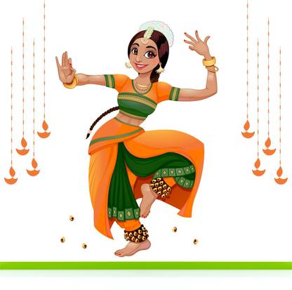 StickMe Beautiful Indian Classical Dance - Bharatanatyam - Woman Dancer - Creative - Colorful - Wall Sticker-SM193