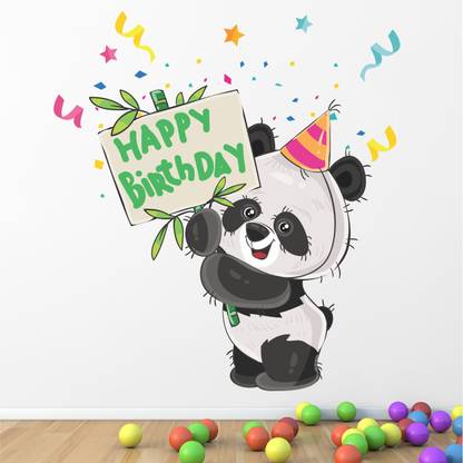 StickMe Cute Panda Happy Birthday Wishes Wall Sticker-SM412