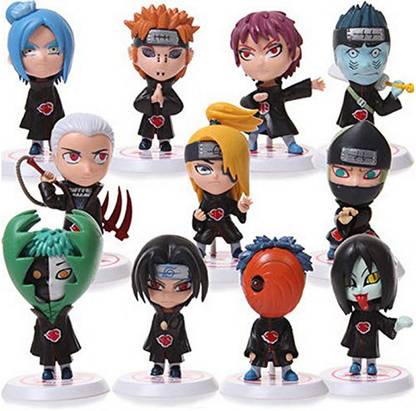 kreiz Anime Naruto Akatsuki Action Figures Set 7 cm (Multicolor) - Pack of 11