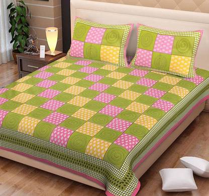 KANDY SHOP 151 TC Cotton Double Printed Flat Bedsheet
