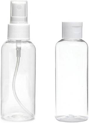 Trendmakerz कॉस्मेटिक पोर्टेबल स्प्रे बोतल और ट्रांसपेरेंट बोतल का 100 ml कॉम्बो 100 ml बॉटल