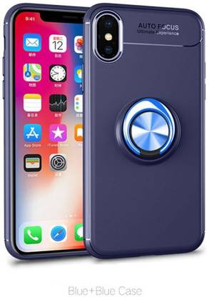 UNQMobi Back Cover for Apple iPhone XS Max Metal finger ring case stand with soft silicone case