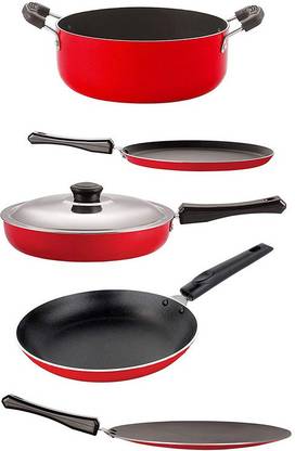 NIRLON Non-Stick PFOA Free Healthy Best Quality Cooking Essential Set Offer Non-Stick Coated Cookware Set