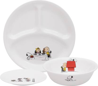 CORELLE Pack of 3 Glass x PEANUTS - LIMITED EDITION - SET A - SNOOPY SET Dinner Set
