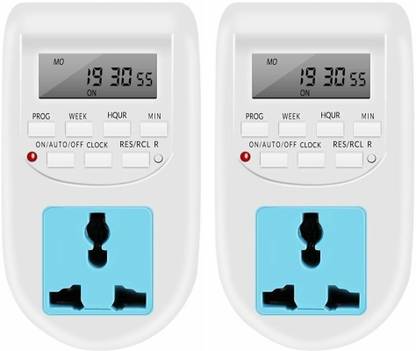 Techtest Timer Switch Electrical on Off Digital Socket Power Saver Device for Home Watt Meter Plug Electricity Automatic Ac Light Programmable Energy Saving Type 230 Volt (24x7) Electronic Timer/energy Best Mobile Charging, Lightning Control, Laptop Charging Etc ( Pack of 2) Programmable Electronic Timer Switch