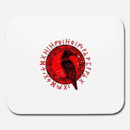 SKY DOT odin raven vikings runes huginn muninn myth gift mouse pad Non Slip Base Mousepad