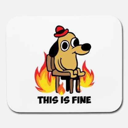 SKY DOT this is fine dog meme existence is pain mouse pad Non Slip Base Mousepad
