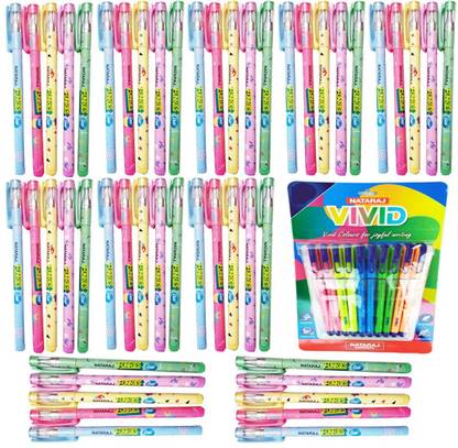 NATARAJ 50 NATARAJ FUNKIES GEL PEN + 10 NATRAJ VIVD BALL PEN Ball Pen