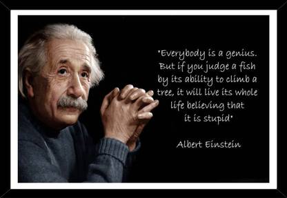 Albert Einstein Genius Motivational Quotes Framed Poster Size 14"X20" INCH] Paper Print