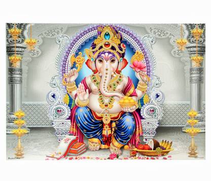 Shree Ganesh Texture Art Painting Print Photo Without Frame (20 X 28 Inches) Multicolor Fine Art Print