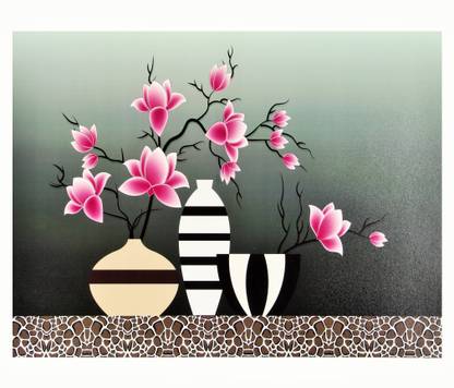 Beautiful Vases Set Texture Art Painting Print Photo Without Frame (20 X 28 Inches) Multicolor Fine Art Print