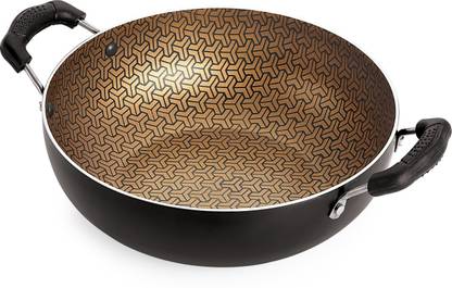NIRLON Nirlon Honeycomb Kitchen Accessories for Cooking Nonstick Kadhai / Wok 1.8 Liter with Handle Kadhai 22 cm diameter 1.8 L capacity