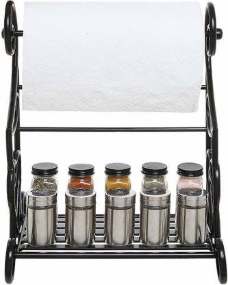 Worthy Shoppee Kitchen & Bathroom Paper Towel Holder Stand/Counter Top Shelf Rack & Towel Bar Iron Wall Shelf