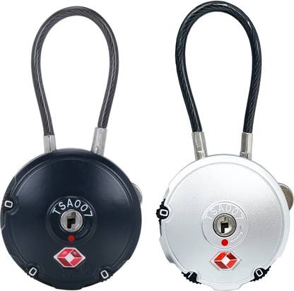 DOCOSS PACK OF 2-107-TSA Approved Lock 3 Digit USA luggage Bag Number Locks Resettable Combination Password Padlock For Travelling Safety Lock