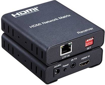 microware 1080P HDMI Extender 120 m RJ45 over TCP IP Cat5e 6 Ethernet Transmitter and Receiver with 2 4K HDMI Cable Media Streaming Device
