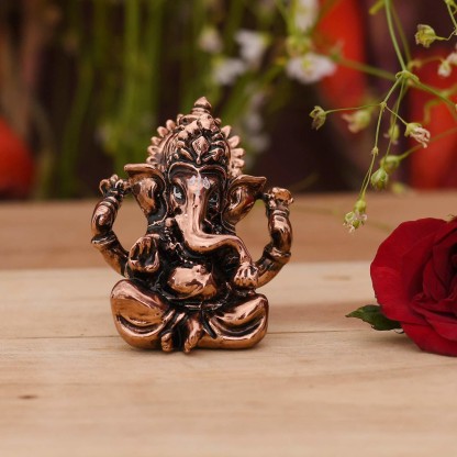 Hindu God Ganesh Ganesha Metal Show Piece Small Statue For Car Dash Board Gift Item