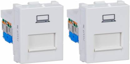 Anchor By Panasonic 66557 RJ45, Computer Socket, Cat 6, 1Modular (White, Pack of 2) Socket Set
