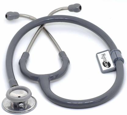 RightCare Double Sided Doctor Aluminum Stethoscope (Grey) Double Sided Chest Piece Stethoscope