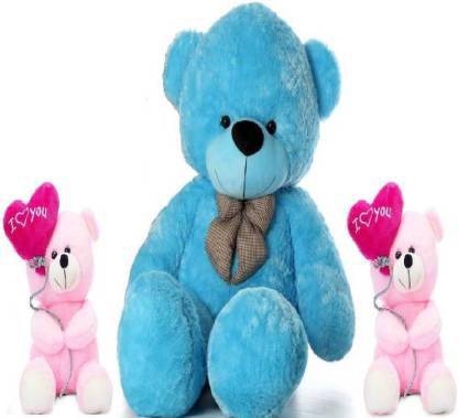 Anita Toys 3 FEET SOFT BLUE HUGABLE TEDDY BEAR WITH TWO CUTE PINK - 78.02 cm (Blue)  - 78.02 cm