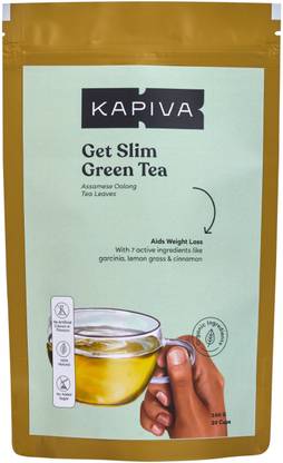 Kapiva Ayurvedic Green Tea with Garcinia Cambogia - Helps Detox, Weight Loss and Body Cleansing Cinnamon, Lemon Grass, Garcinia Green Tea Pouch