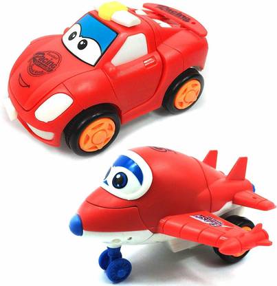STVM toys Unbreakable Friction Bright Color Mini Racing Friction Robot Car & Plane Combo Set, Smart Toys Friction Car