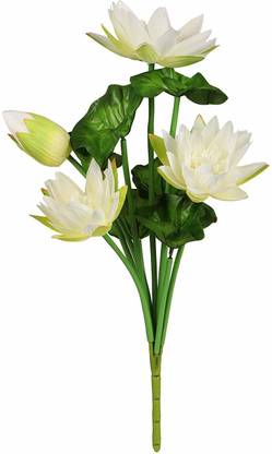 RAM MURTI ENTERPRISES ARTIFICIAL LOTUS BUNCH FLOWERS Green Lotus Artificial Flower