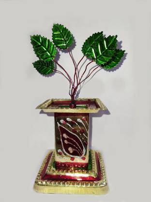 POG Artificial Tulsi Plant For Home Temple Decoration Plant Wild Artificial Plant  with Pot