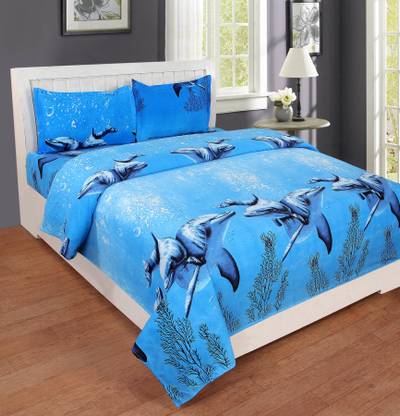 Fashion Town Microfiber Double Flat 180 TC Printed Bedsheet
