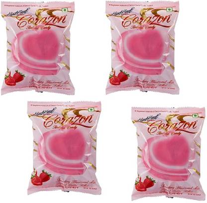 Heart Beat Corazon Strawberry, 150g Pack of 4 Strawberry, Candy