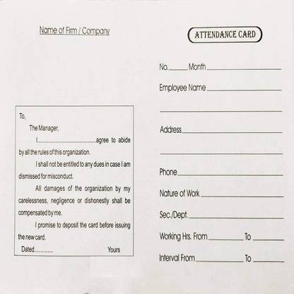 clipper FIRST CLICK Attendance Card Cum Wages Slip Set of 100 PCS Carbonless Cash Register Paper