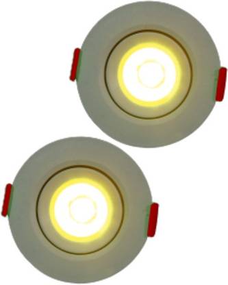 D'Mak D'Mak 3 Watt LED COB/Spot Light/Button Light ( White) Square Driver Included pack of 2 Recessed Ceiling Lamp