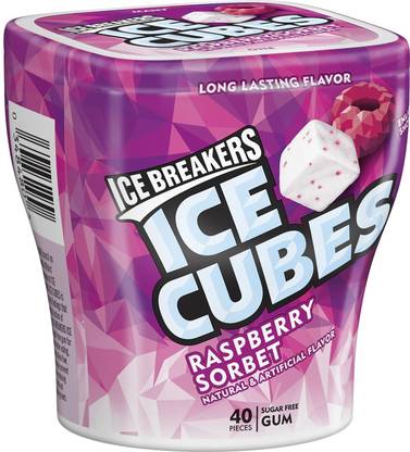 Icebreakers Ice Cubes Sugar-Free Chewing Gum, 40 pieces, Raspberry Sorbet Raspberry Chewing Gum