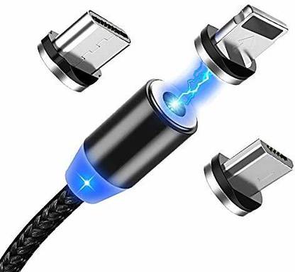 Eric Magnetic Charging Cable 1 m Magnetic USB Charging Cable, Multi 3-In-1 Cable Charger with LED for Android, All Type C Mobiles and IOS Mobiles Fast Charging Cable Magnet Cables USB Type C Cable Magnetic Lighting USB QC Charging Data-Transmission 1 m Magnetic Charging Cable