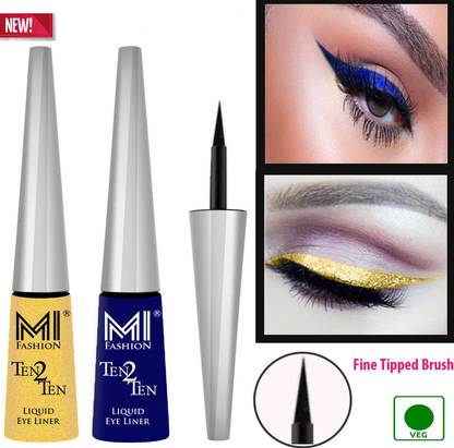 MI FASHION Liquid Eye Liner Waterproof Combo Long Lasting Smudge Proof Set of 2 8 ml