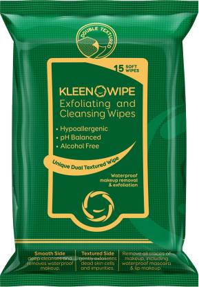 KLEENOWIPE Exfoliating & Cleansing Alcohol Free Facial Wet Wipes For Men & Women