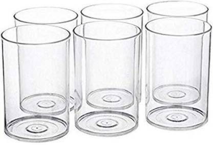MR Products (Pack of 6) 6 Pcs. Unbreakable Stylish Transparent Water Glass Set 300 Ml,Abs Poly Carbonate Plastic Magic Glasses Glass Set Water/Juice Glass