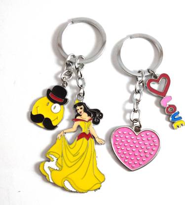Isk Sweet Heart with Love Pink color And Yellow Cinderella keychain Key Chain