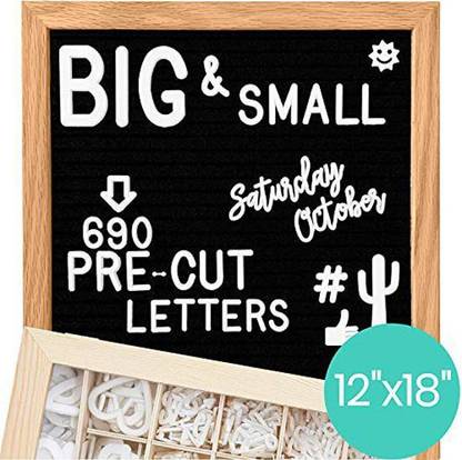 Little Hippo Letter Board 12X18 | +690 Precut Letters +Stand +Cursive Words +Upgraded Wooden Sorting Tray | (Black) Letter Board With Letters, Felt Letter Boards, Letterboard, Word Board, Message Board