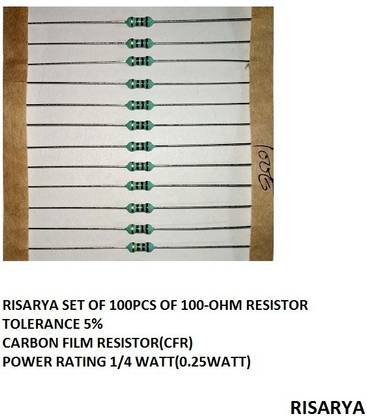 RISARYA 100-OHM(100E) RESISTOR,100PCS,CFR,5%,1/4 WATT Fixed Resistor