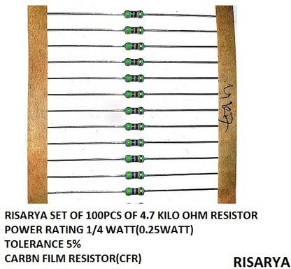 RISARYA 4.7K-OHM(4K7) RESISTOR,5%,CFR,100PCS,1/4 WATT Variable Resistor