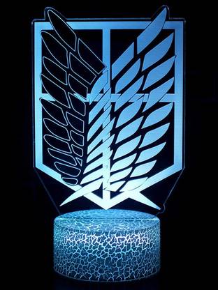ComicSense Survey Corps Logo Attack on Titan Anime 3D Illusion LED lamp -16 Colour Modes with Remote and USB Cable Table Lamp