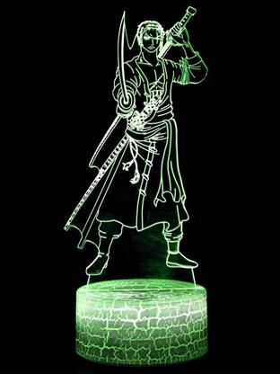 ComicSense Roronoa Zoro One Piece Anime 3D Illusion LED lamp -16 Colour Modes with Remote and USB Cable Table Lamp