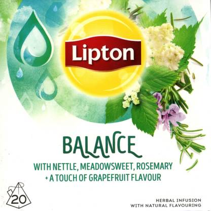 Lipton Balance with Nettle, Meadowsweet, Rosemary +A Touch of Grapefruit Flavour (20 x 1.5g) (Imported) Grape Herbal Infusion Tea Box