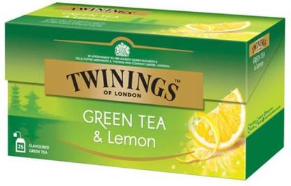 TWININGS Green Tea & Lemon 25 Tea Bags (Imported) Lemon Green Tea Box