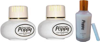 Poppy JASMINE Automatic Spray (Pack 3) JASMINE Car Perfume (150ml) + Refill (120ml) Liquid Air Freshener