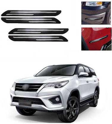 XZRTZ Rubber Car Bumper Protector Guard with Double Chrome Strip for Car 4Pcs - Black (Universal) A239 Car Beading Roll For Bumper, Grill and Garnish Cover, Window