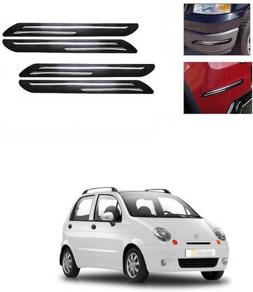 XZRTZ Rubber Car Bumper Protector Guard with Double Chrome Strip for Car 4Pcs - Black (Universal) A47 Car Beading Roll For Bumper, Grill and Garnish Cover, Window