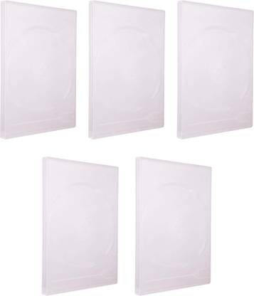 ANDTRONICS PVC Standard 14mm White Clear Double 2-Disc DVD Cases with Outer Clear Sleeve (5 Pack)