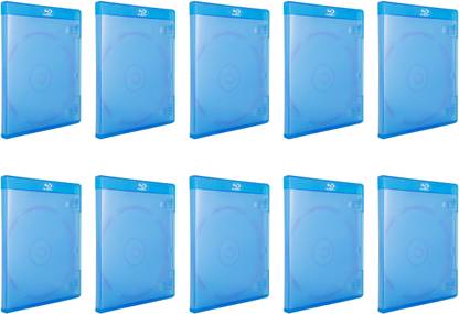 ANDTRONICS PVC Premium 11mm Blue Clear Single Disc Blu-Ray Cases with Outer Clear Sleeve & Silver logo (10 Pack)