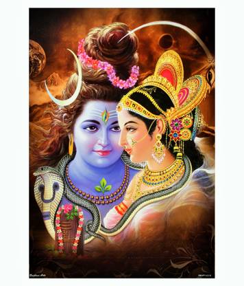 Shiv Parvati Texture Painting Print Photo Without Frame Multicolor Fine Art Print
